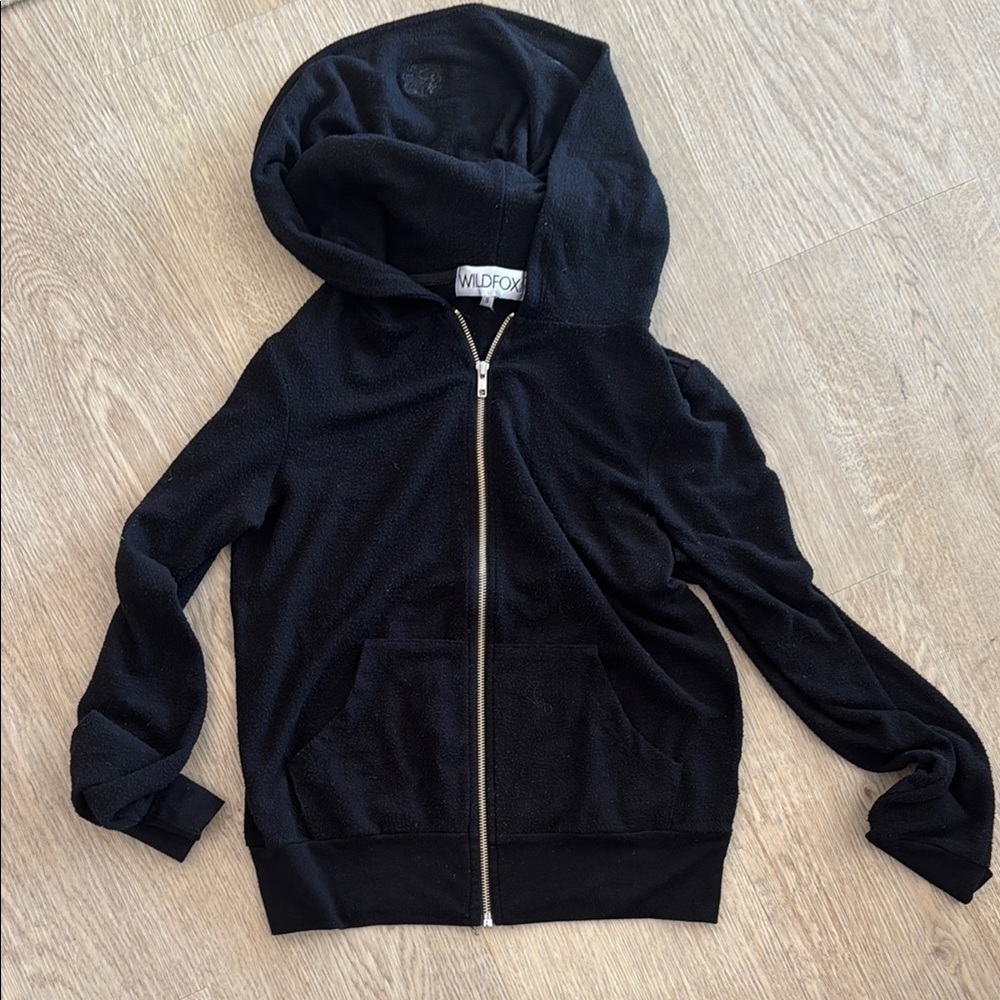 Wildfox Black Zip-Up Hoodie